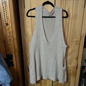 SHEIN Beige V-Neck Sweater Tunic
